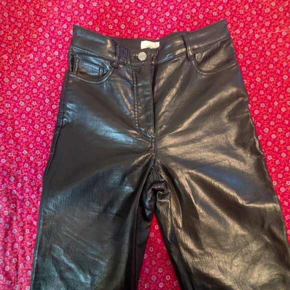 Aritzia Wilfred Melina Faux Leather Pants High Rise Straight Leg Minimal Vegan - Picture 4 of 10